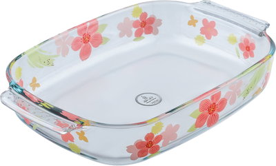 صينية فرن زجاج السيف غاليري، 2.7 لتر، نقش زهور، 34x22x6 سم - شفاف product image 3