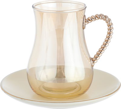 طقم تقديم شاي وقهوة بورسلان وزجاج امبير، 52 قطعة - بيج بذهبي product image 8