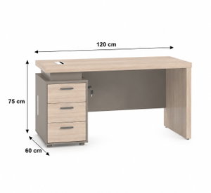 مكتب إداري خشب MDF، 120x60x75 سم - خشبي فاتح رمادي product image 2