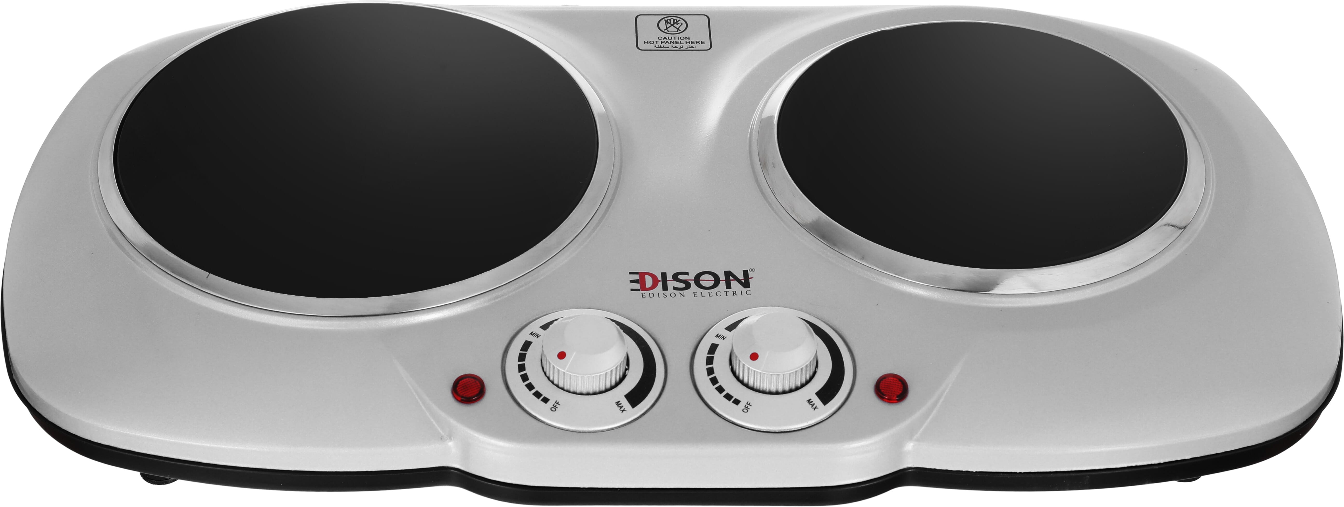 Edison Ceramic Electric Stove, 2100 Watt, 2 Burners, 52x28x9 cm, ES-3212C - Silver product image