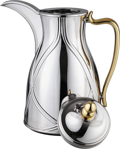 طقم ترامس طيف السيف غاليري، 0.7 / 1 لتر، 2 قطعة، خامة داخلية زجاج، يد ذهبي، غطاء ضغاط - فضي ذهبي product image 5