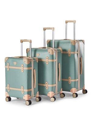 طقم شنط سفر جلد صناعي ليمرا، 3 مقاسات، 4 عجلات، GL-9903 - تركواز بيج product image 2