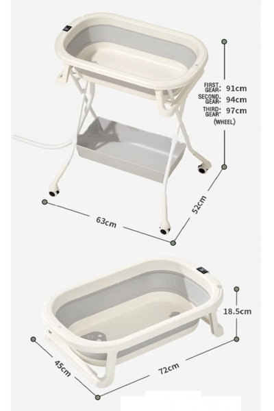 Fun Moment Baby bathtub, storage basket, foldable, temperature sensor - Beige Gray product image 5