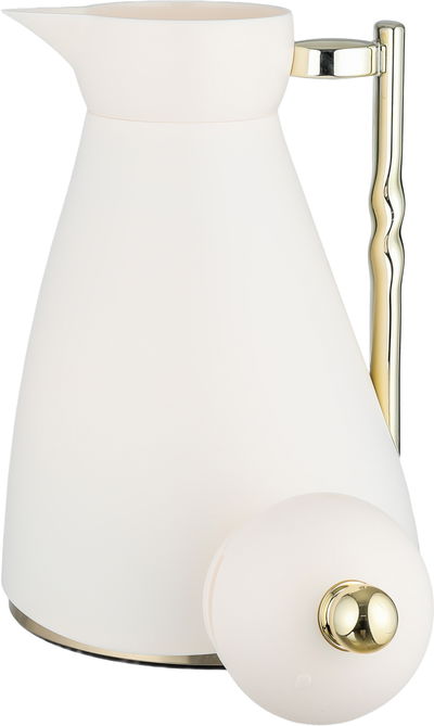 ترمس نور جلوري، 1 لتر، حافظة داخلية زجاج، ضغاط، يد ذهبي- كريمي product image 4