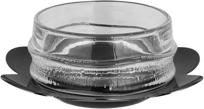 Al Saif Gallery Glass Serving Bowl, 14/9 cm, 2 pieces, Metal Base - Glossy Black Clear product image 2