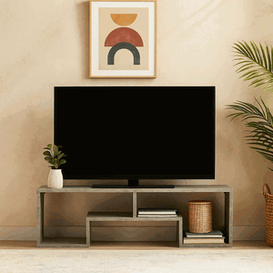وحدة تلفاز مودرن خشب MDF، 50×160×30 سم - رمادي product image
