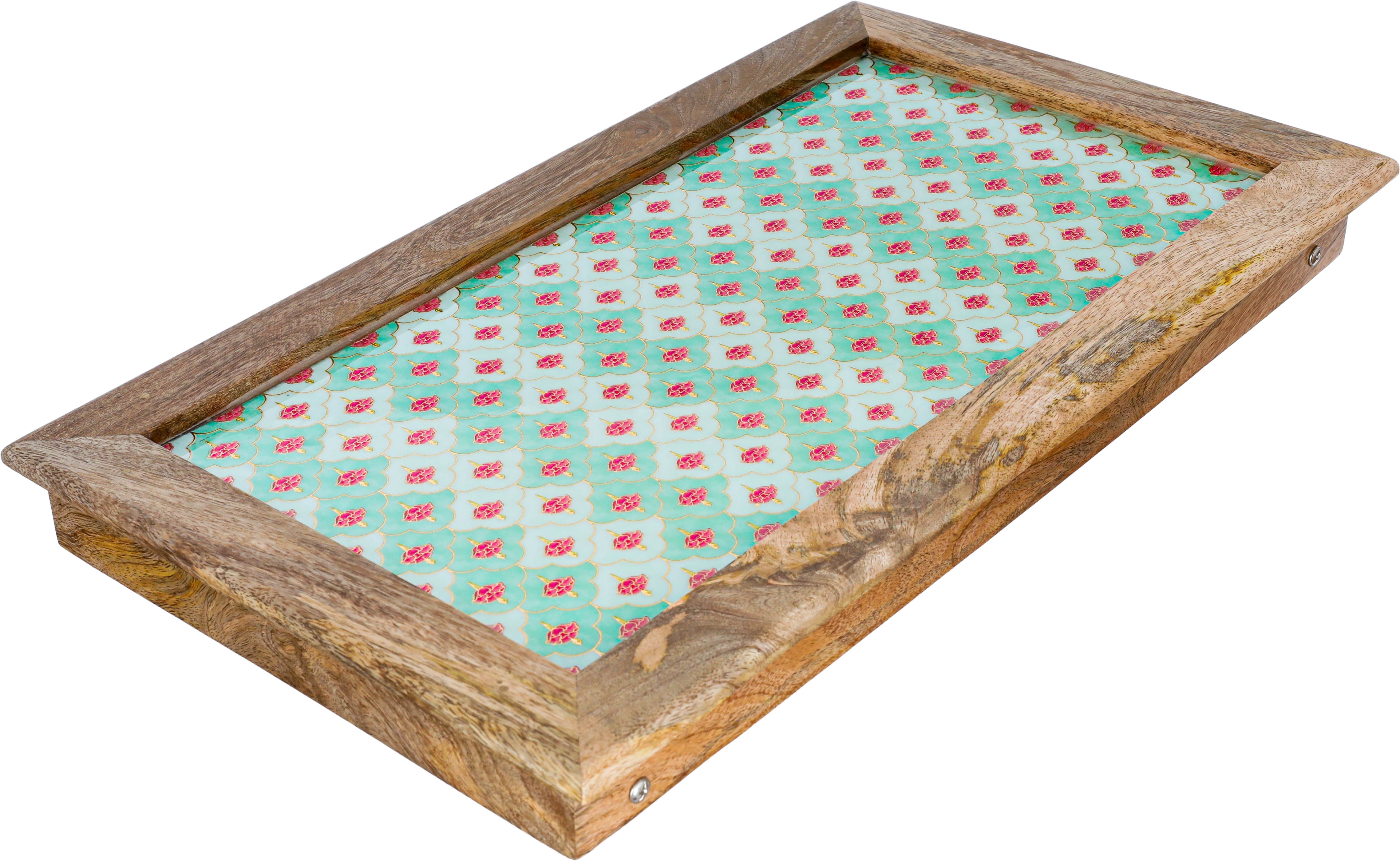 Alsaif Gallery Serving table with wooden legs, 53 x 30 x 24 cm, rectangle - multi-colored product image 3