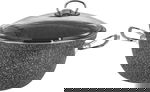 Hacshever Lavilla Granite Frying Pan, Steel Handle, Glass Lid, Basket, 24x13 cm - Grey product image 1