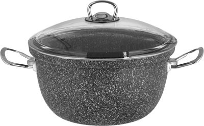 قدر قلي لافيلا جرانيت هاشيفر، يد استيل، غطاء زجاج، 24x13 سم - رمادي product image 1