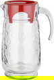 Glass jug set with glass cups, 1.7 liters, 7 pieces, red lid - transparent product image 2