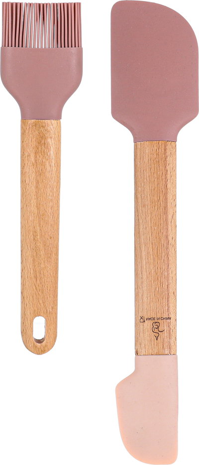 Al Saif Gallery Silicone Spatula And Brush Set - Wooden product image 2