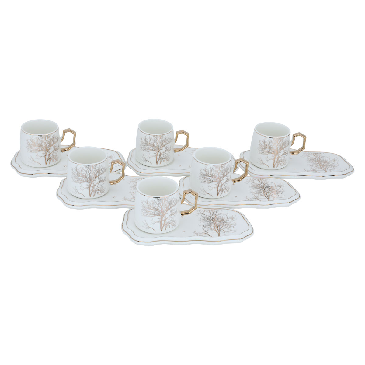 طقم اكواب شاي مع صحون بورسلان السيف غاليري، 250 قطعة، 12 قطعة - ابيض product image 2