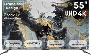 تلفزيون سمارت بدون اطار تورنيدو، 55 بوصة، 4K، UHD، نظام جوجل، 55UA3400G - اسود product image