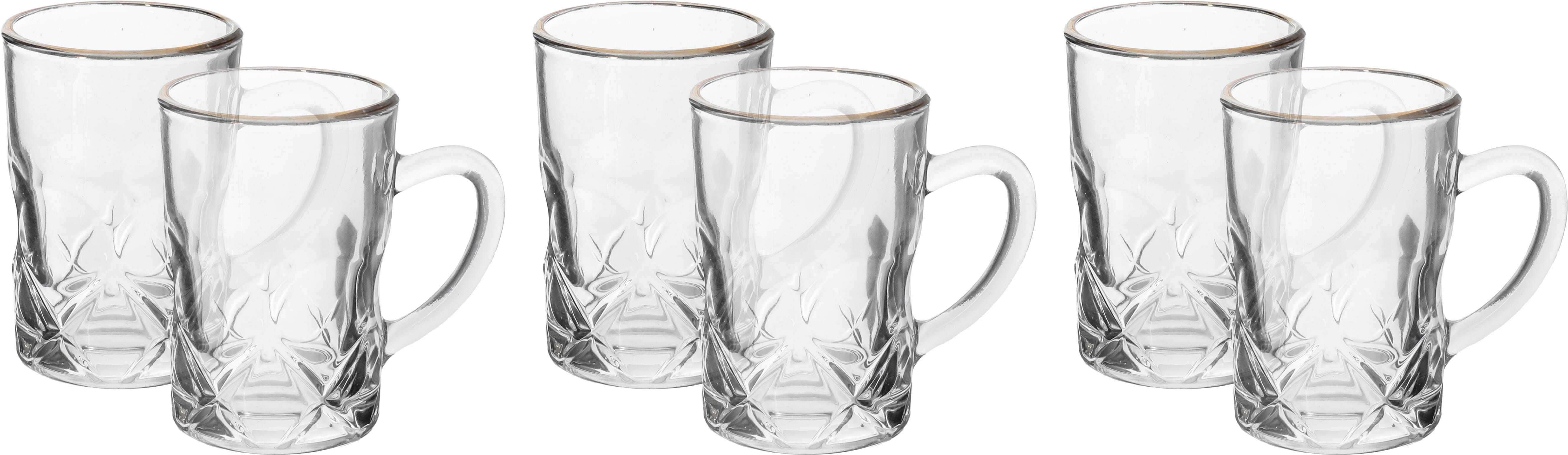 Tea set with max glass handle, with golden font, 6 pieces - transparent product image