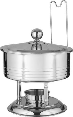 Al Saif Gallery Ampere Stainless Steel Buffet Warmer, 6 Liters, Round, Base, Hanger, Candle Holder - Silver product image