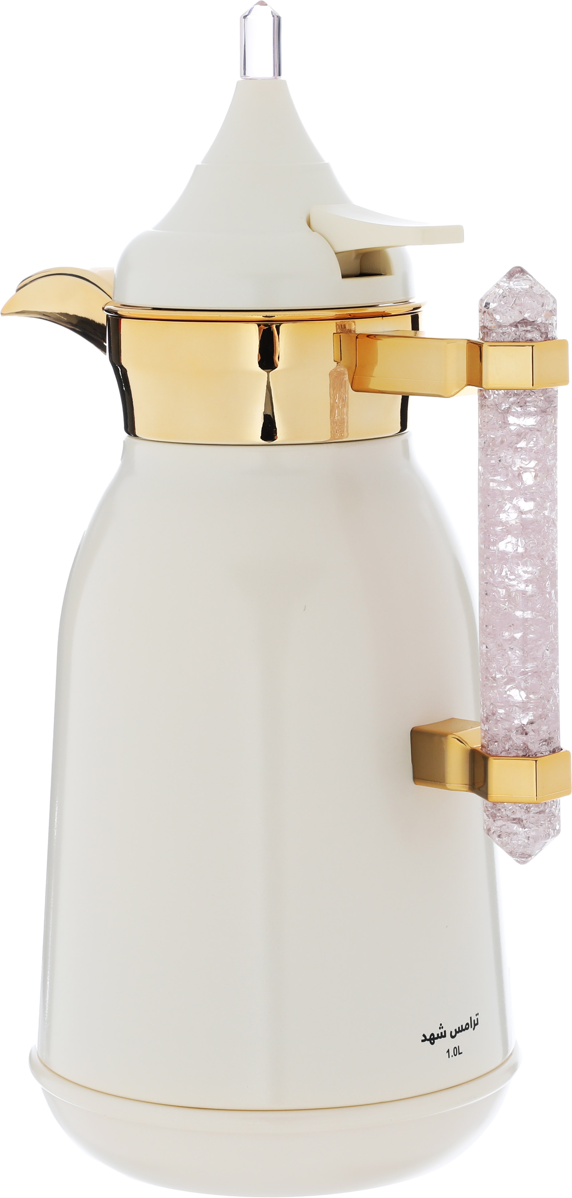Al Saif Gallery Shahad thermos set, 1/1 liter, crystal handle, thermal glass inner case, stainless steel outer case - pearl product image 8