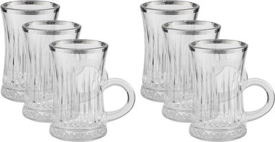 طقم بيالات شاي زجاج السيف غاليري، 100 مل، 6 قطع - شفاف product image 1