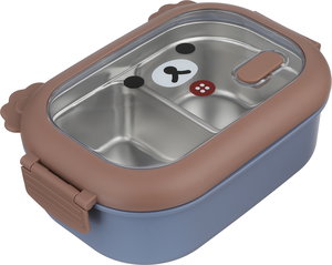 لانش بوكس بلاستيك السيف غاليري، 22x15x8 سم، خامة داخلية استيل، غطاء شفاف، قسمين - متعدد الألوان product image