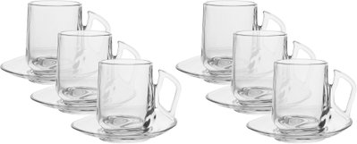 طقم بيالات شاي زجاج السيف غاليري، 12 سم، صحون، 12 قطعة - شفاف product image 1