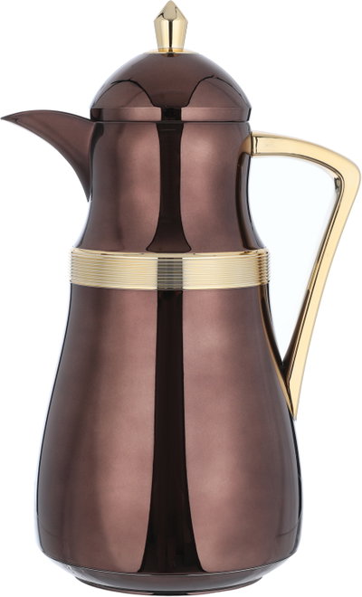 Al Saif Gallery Najd Thermos Set, 1/1 Liter, Inner Glass Container, Stainless Steel Outer Body - Gold Brown product image 3