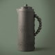 Al Saif Gallery Royal 7T thermos, 1 liter, leather covered, palm pattern, glass inner case, plastic outer case - dark gray product image 1