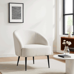 Modern Metal Chair, 85×80×75 Cm, Boucle Fabric - Gray product image 2