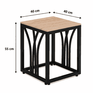 طقم طاولات خشب MDF و معدن، 7 قطع - اسود بني product image 2