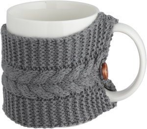 مج بورسلان السيف غاليري، 340 مل، تلبيسة صوف - أبيض رمادي غامق product image