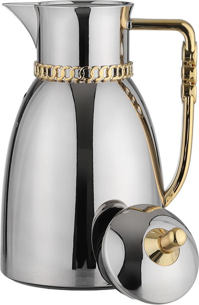 Al Saif Gallery Bayan Thermos Set, 0.7/1 Liter, 2 Pieces, Tempered Glass Inner Container, Gold-Silver Shiny Handle product image 9