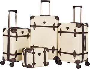 طقم شنط سفر جلد صناعي ليمرا، 4 مقاسات، 4 عجلات، زاويه 360 درجة، LMA-17800 - بيج بني غامق product image