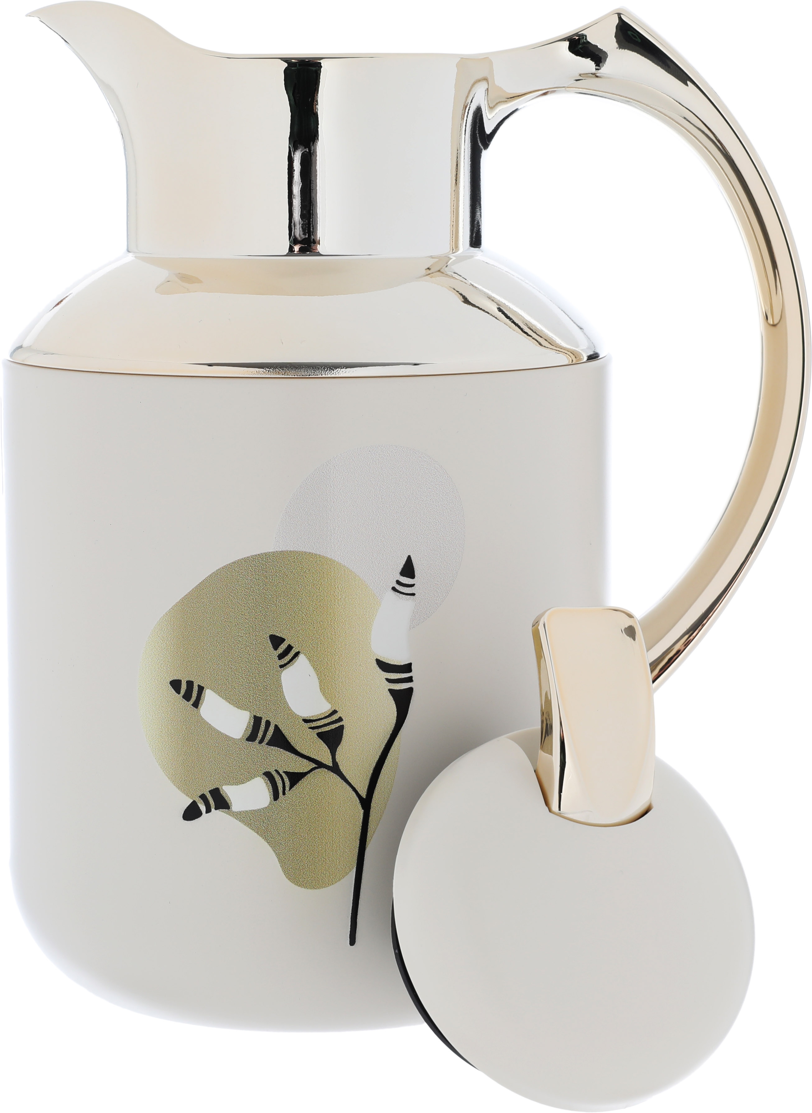 Al Saif Gallery Florya Pro thermos set, 1/0.5 liter, two pieces, thermal glass inner container, steel outer shell - white beige product image 2