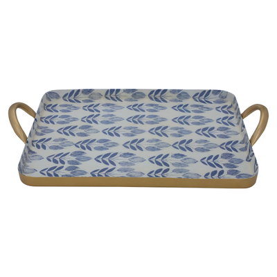 Al Saif Gallery Iron Serving Toferia, 39x32x2 cm, rectangle, blue-white pattern product image 1