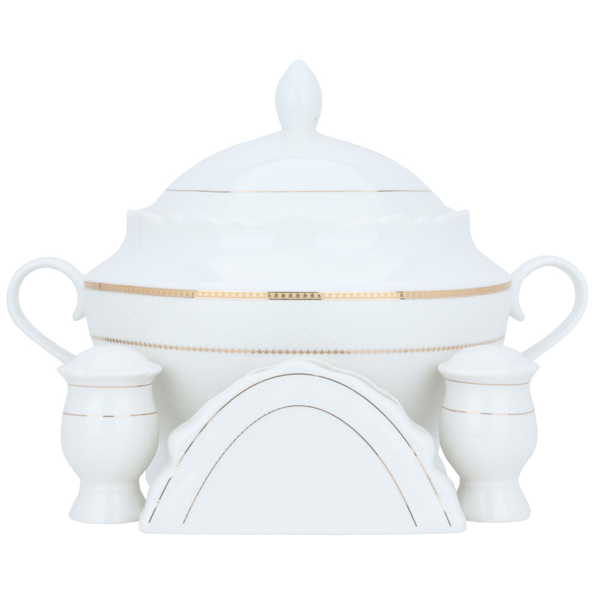 Al Saif Gallery porcelain dining set with golden pattern, 65 pieces - white product image 3