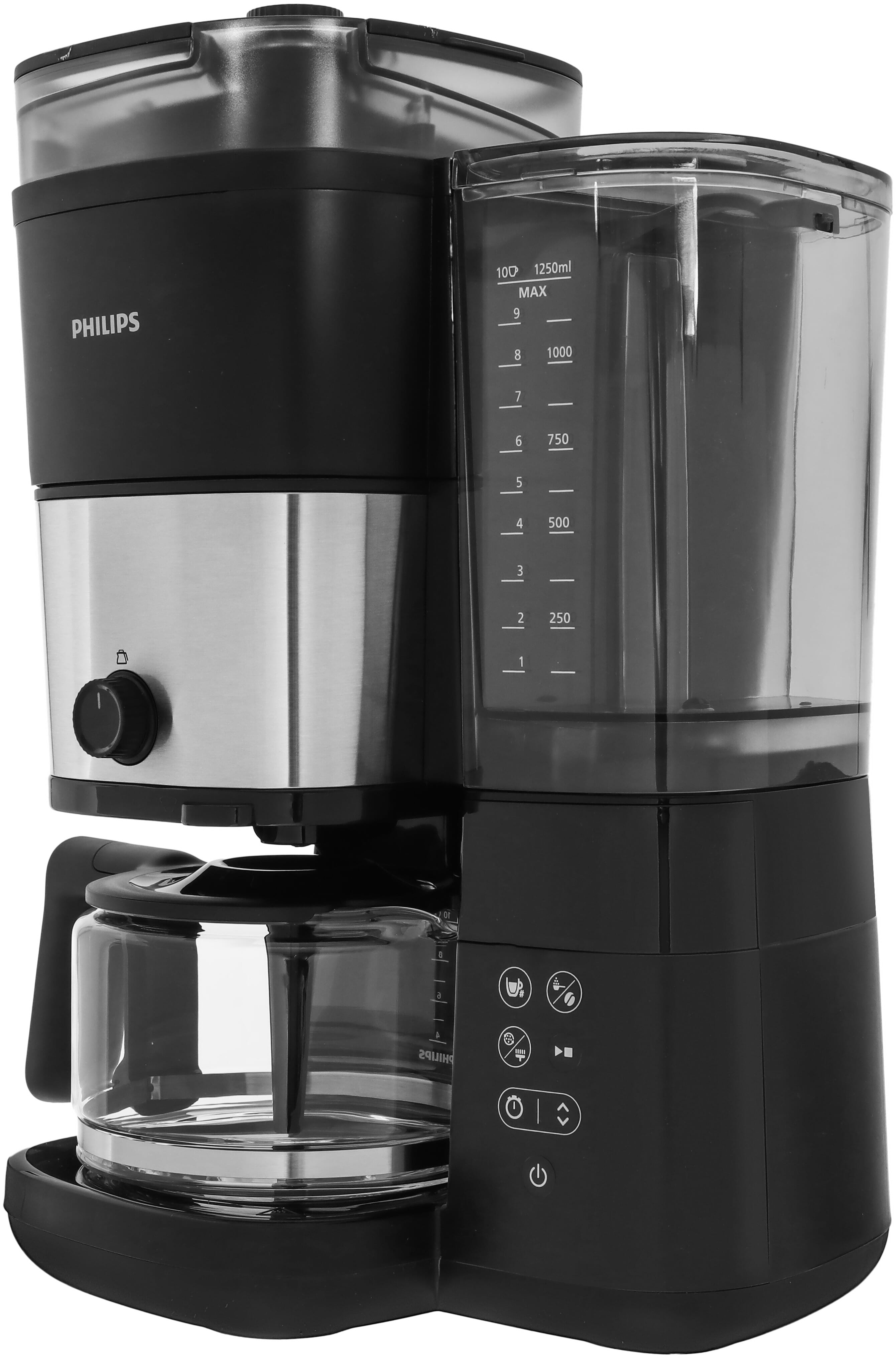 صانع القهوة بالتقطير مع مطحنة فيليبس، 1000 واط، 1.25 لتر - اسود product image 4