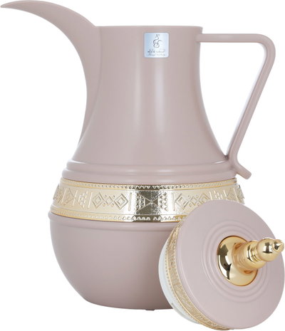 Al Saif Gallery Amal thermos set, 1/1 liter, 2 pieces, thermal glass inner shell, plastic outer shell - cashmere product image 6