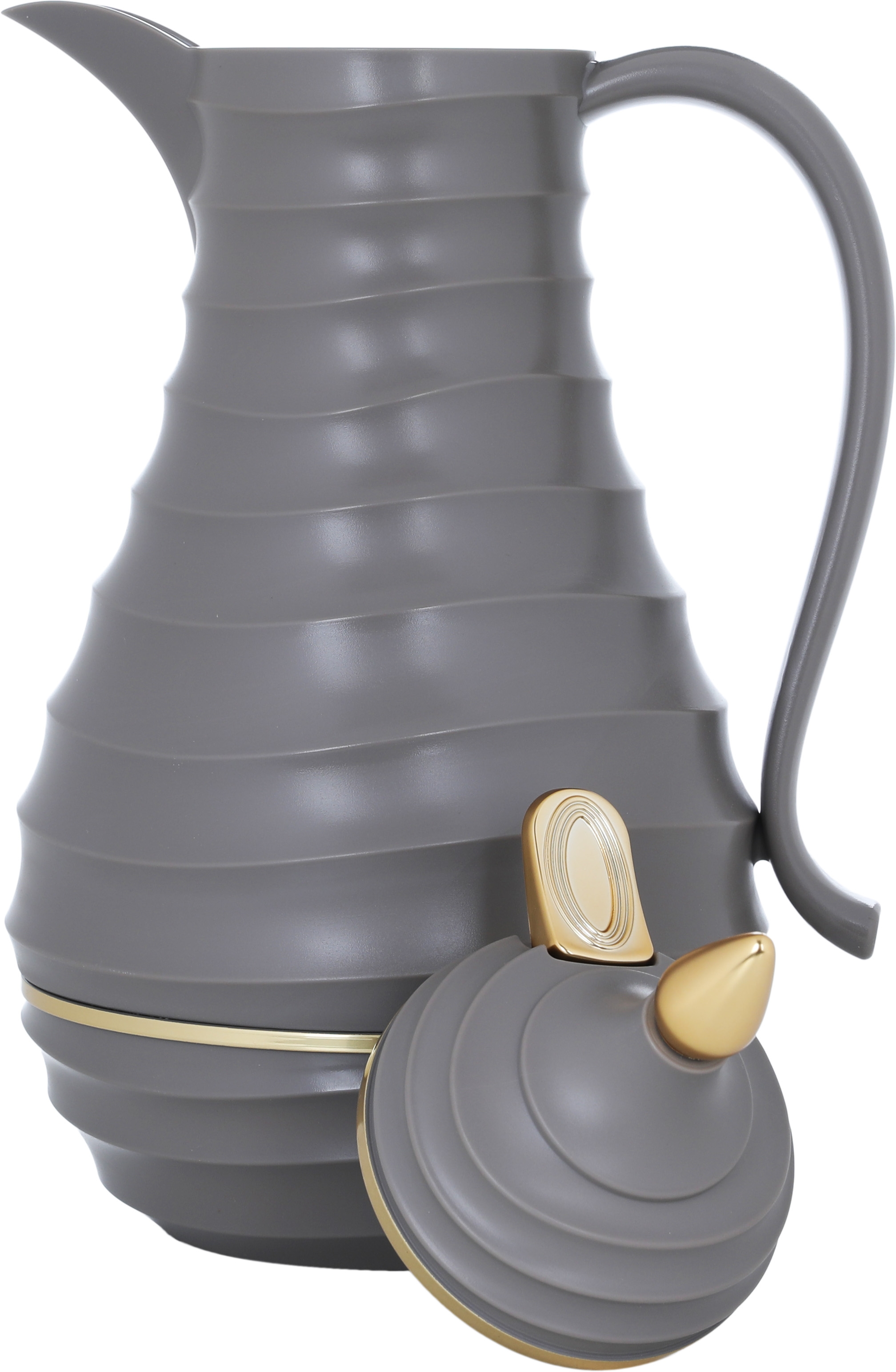 Al Saif Gallery Blanca thermos set, 1/0.75 liter, 2 pieces, thermal glass inner shell, plastic outer shell - dark beige product image 4
