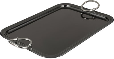 Al-Jahuri Steel Serving Tray, 36x26 cm - Glossy Black product image 3