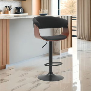 كرسي بار مودرن معدن، 90×40×40 سم، قاعدة جلد - اسود product image