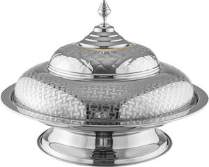 صحن تقديم غوزي استيل السيف غاليري، 40 سم، غطاء منقوش - فضي product image