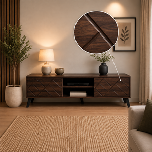 طاولة تلفزيون،  50×160×40 سم، خشب MDF، قواعد - بني غامق product image 2