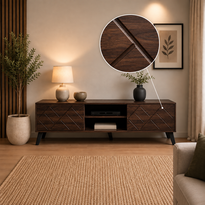 طاولة تلفزيون،  50×160×40 سم، خشب MDF، قواعد - بني غامق product image 2