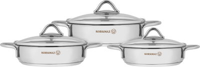 طقم قدور استيل بيكاتا تومبك كوركماز، 6 قطع، غطاء زجاج - فضي product image 1