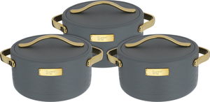 Kinda Steel Al Saif Gallery Container Set, (1.5+2+2.5) Liter, 3 Pieces - Dark Gray product image