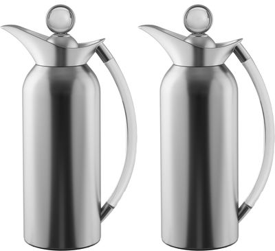 Al Saif Gallery Thuraya Thermos Set, 1/1 Liter, Glass Inner Material, Transparent Handle, Press Lid - Silver product image 1