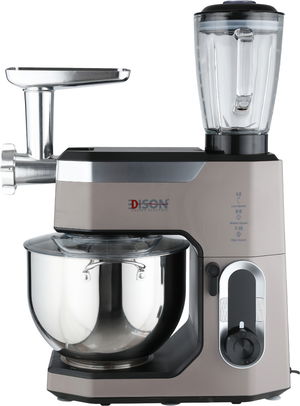 عجانة كهربائية 4×1 إديسون بروفيشنال، مفرمة، خلاط ومطحنة، 10 لتر، 2000 واط، 10 سرعات، CT-6529/GY - كابتشينو product image