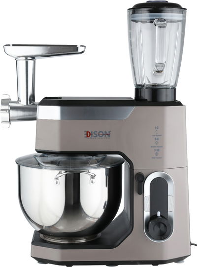 عجانة كهربائية 4×1 إديسون بروفيشنال، مفرمة، خلاط ومطحنة، 10 لتر، 2000 واط، 10 سرعات، CT-6529/GY - كابتشينو product image 1