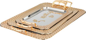 طقم طوفريات جواهر ستانلس ستيل السيف بلص، 3 قطع، - فضي ذهبي product image