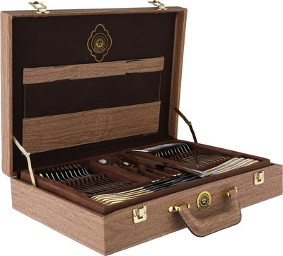 طقم ادوات مائدة ستانلس ستيل، 72 قطعة - فضي ذهبي product image 1