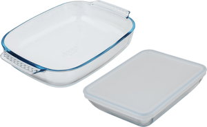 طقم صواني فرن زجاج بايريكس، قطعتين - شفاف product image