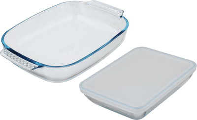 طقم صواني فرن زجاج بايريكس، قطعتين - شفاف product image 1